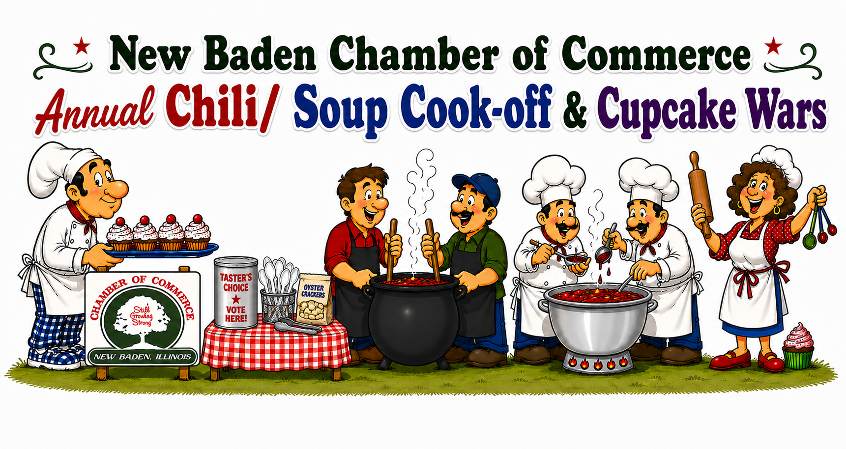 New Baden Chamber of Commerce Chili/Soup Cook-off and Cupcake Wars characters